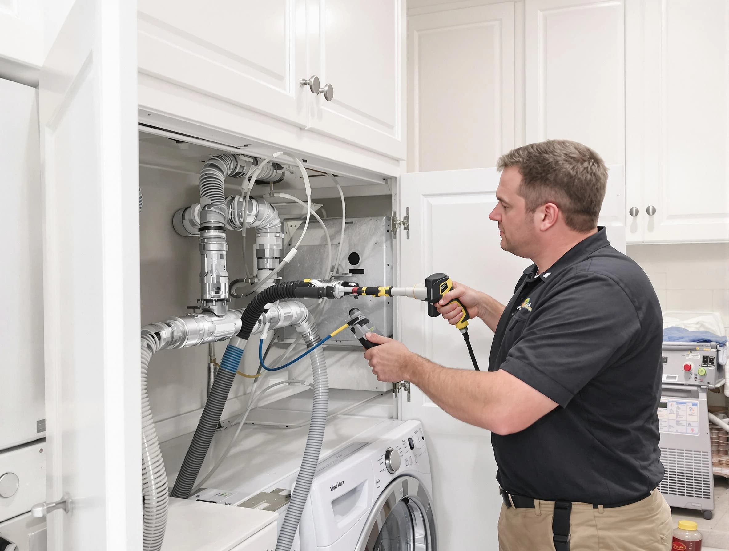 Ashland Dryer Vent Cleaning professional removing severe blockage from a clogged dryer vent in Ashland