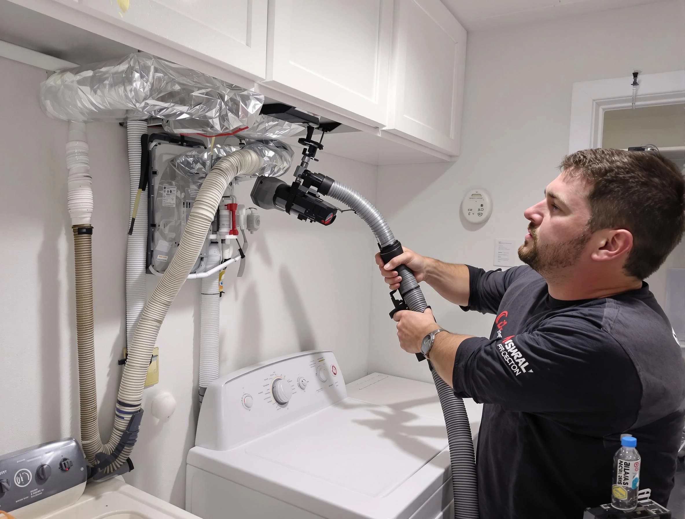 Ashland Dryer Vent Cleaning certified technician performing safety-focused gas dryer vent cleaning in Ashland