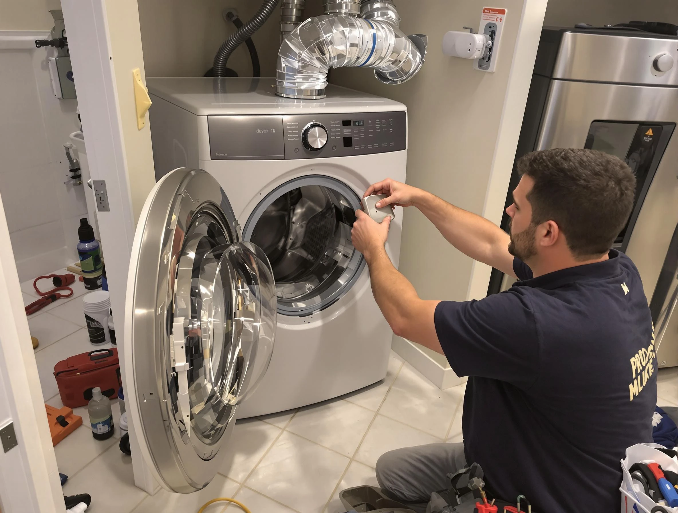 Ashland Dryer Vent Cleaning technician performing precise dryer vent hose installation in Ashland